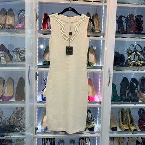 ST. JOHN evening cream midi dress. Sz: 0
